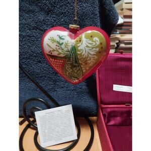 Li Bien Hand Painted Glass Heart Ornament Christmas Collectible